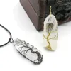 Pendant Necklaces Natural Crystal Pillar Big Pendants Antique Copper Wire Wrapped Tree Of Life Quartz Necklace For Women Men Stone Jewelry