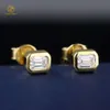 Luxury Earrings Classic Design Bezel Setting Emerald Moissanite Diamond Silver or 10k 14k 18k Real Gold Stud Earrings