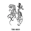 Personalized black and white colored totem tattoo sticker, waterproof durable small flower arm animal tattoo, temporary chest