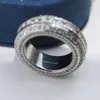 Klusterringar ren 925 sterling silver smycken för kvinnor tjock kedja parti engagemang stor bredd ring lycklig lyx