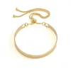 Simple Gold Color Cuff Bracelet With Tiny Boxes Link Chain Adjustable Bangle for Women Fashion Statement Jewelry Party