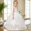 Girl Dresses Open-Back Flower Dress Festivity Ceremony Wedding Birthday Evening Party Celebraton Ball-Gown Banquet Event Prom For Kids