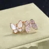 Van Clover Designer Rings For Women Jewelry Original Quality Band Rings Light Luxury Simple White Butterfly Ring Silver