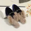 Designer shoes style flannel outerwear Mueller slippers soft leather rabbit women's shoes plush half plush shoes cotton shoes Furry slipper TIC4l