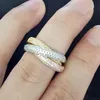 Dreifache Kreise Gold Rose Gold Silber Ring Drei Farben Luxus Schmuck 925 Silber Pflastern CZ Ring Frauen Hochzeit Fingerringe für Lover260B