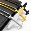 Colliers pendants Sunnerlees Bijoux Collier en acier inoxydable Couleur en argent Gold Airplane Modèle de liaison chaîne pour hommes Femmes Gift Sp68