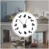 Horloges murales bricolage Dckhund Art Wiener-Dog Puppy Dog Pet Fromless Horloge géante avec effet miroir Sausage grand