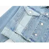 Traf Blue Denim Jacket Femmes Bomber Crated Veste Femme Vestes surdimensionnées à manches longues pour les femmes Streetwear Couet Us Woman 231227