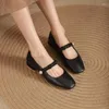 Klänningskor Microfiber Women Mary Janes Low Heels 2023 Spring Round Toe Classics Pumps Beige Black Green Casual Lady Beading