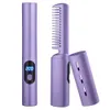 2 en 1 lisseur paresseux peigne à cheveux Portable Mini USB Rechargeable défriser les cheveux chauffage rapide outils de coiffure 231227