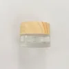 Garrafa de embalagem Tampa de plástico de grão de madeira Frasco de vidro Recipiente de creme 5.0ml Cera Grosso Óleo Transparente Tanque Frascos Cosméticos para Recipientes de Amostra Acessórios