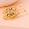 Brincos Dangle Tirim Luxo Multicolourl para mulheres Jóias de flores de zircão cúbico CZ Elementos de casamento de tímpanismo grande do estilo chinês