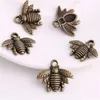 Legering 150 st Vintage Style Bronze Silver Zink Eloy Honey Bee Charms Halsband Pendant för smycken som gör 21x16mm231g