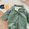 Babykläder overaller vinterflicka förtjockar romper corduroy jumpsuit barn pojke kläder småbarn bodysuit födda 231227