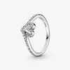 Полированное серебро 925 пробы, сверкающее кольцо в виде сердца на поперечном рычаге для женщин, обручальные кольца, модные обручальные ювелирные изделия, аксессуары327p