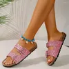 Slippers 2023 Summer Leopard Print Glitter Open Toe Ladies Double Buckle Flip-flops Plus Size Sandals