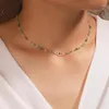 Chokers Bohemian Green Beads Collier Choker For Women Charm Party Crystal Clavicule Bijoux Femme Gift1238E