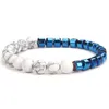 Bracelets de charme Hématite électroplate bleue pour femmes Men Perte Poids de santé Coins de santé 8 mm Bracelet carré cool bijoux moderne