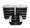 10pcsset 2 Compartimenten Maaltijdvoorbereiding Plastic Voedselcontainer Lunchbox Bento Picknick Milieuvriendelijk Met Deksel Magnetron Lunchboxen C1904144946