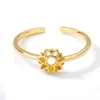 Cluster anneaux mignon tournesol pour les femmes filles ajusté en or couleur en acier inoxydable ring