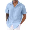 Camisas casuais de masculino tampe tampe para homens de lapão de lapela de verão Botão de moda para baixo blusa de manga curta Tops de praia