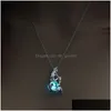 Pendant Necklaces Update Necklace Cage Mermaid Pendant Hollow Locket Necklaces Luminours Glowing Ball Clavicle Chain Hip Hop Dhgarden Dh3T6