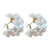 Hoop kolczyki moda Pearl Flower Ear Stud dla kobiet Koreańskie eleganckie temperament cyrkon biżuteria