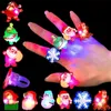 50pcs Christmas Decorations Creative Cute Glowing Ring Brooch Santa Snowman Rings for Kids Gifts Navidad 2024 Supplies 231227