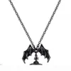 Queen Mother Demon Evil Titanium Black Wings Diamond Saturn Necklace Super Cool Punk Bat337S