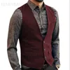 Män passar Vest Black Grey Wool Tweed Waistcoat Jacket Slim Fit Like Beckham Business Groomman Clothing Man For Wedding Vests 231227