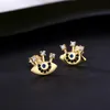 Eye Stud Earrings S925 Silver Set Zircon Plated 18k Gold Earrings European Women Fashion Earrings Exquisite Jewelry Women Wedding Party Valentine's Day Gift SPC