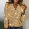 Kvinnors T -skjortor Spring och Autumn Casual Solid Color Sequin Long Women Shirt Workout Sleeve For Cotton Womens Summer Tops