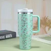 40oz Tumbler Designer Tumblers H2.0 Leopard conçoit en acier inoxydable avec logo couvercle paille bière tasse bouteille d'eau tasse de camping en plein air