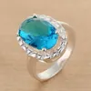 Anelli a grappolo Fashion Blue Zircon Wholesale 925 Gioielli anello placcato in argento per donne /gtwctnqr kcyjdvfw