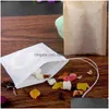 100 Pcs/Lot Tea Filter Bag Strainers Tools Natural Unbleached Wood Pp Paper Disposable Infuser Empty Bags With Dstring Pouch Drop De Dhbw3