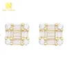 China Hip Hop smycken Tillverkare Baguette Cut VVS Moissanite Pass Diamond Tester Silver Iced Out Earring Studs for Women Men