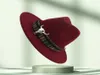Sombrero Fedora de vaquero de ala ancha Unisex decoración de cabeza de toro hombres mujeres fieltro de lana Trilby sombreros de jugador Jazz Panamá Caps4310858