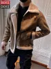 Winter Fashion Mens Suede Motorcycle Jacket Thicken Fake Fur Fleece Lining Warm Streetwear Punk Short Coat Vintage Outerwear Men 231227