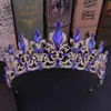KMVEXO Red Black Crystal Tiara Bridal Crown for Wedding Bride Gold Rhinestone Crowns Akcesoria do włosów na głowę Y200727242U