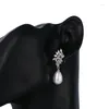 Boucles d'oreilles pendantes LXOEN luxe femmes perle forme de poire couleur argent boucles d'oreilles bijoux cadeaux pour la fête