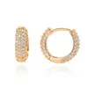 Hip Hop Full Zircon Hoop Earrings Bling 18K Real Gold Plated Men Women Jewelry Gift Whole236R