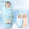 0-6 Months Baby Sleeping Bag Born Head Forming Neck Protector Design Baby Wrap Filt Anti-Startle 1Tog Baby Swaddle 231227