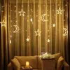 Romântula estrela da lua LED CURNATING String Strip tira de férias Casamento Garland Party Decoração 25m luzes 231227