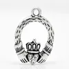 Entier- 100 pièces Antique ton argent strass Claddagh anneau pendentifs à breloque 25x18mm résultats de bijoux faisant bricolage entier J0506255S