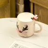 Tasses INS Ceramic tasse de tasse de tasse mignonne cuillère de dessin animé de Noël avec lait de couverture