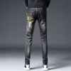 Autumn/winter New Style Embroidered Printed Men's Slim Feet Trendy Fashion Pants Jeans for Men Mens Street Wear