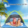 Tenten en schuilplaatsen Strandtent Utomatisch knallend UV 50 6 stalen haringen Grote zandzakken Gecoat polyester voor kamperen