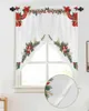 Curtain Christmas Minimalist Poinsettia Pine Needles Living Room Kitchen Door Partition Home Decor Resturant Entrance Drapes