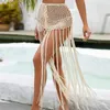 Coperchio da bagno femminile gonne Donne Bikini Cover Ups Ups Boho all'uncinetto estivo all'uncinetto Summer Crochet in alto in vita Sarong Beach Nappel Gonna