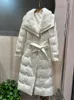 Mulheres inverno quente Real Natural Mink Collar Goose White Jackets Long Puffer Casa grossa fêmea fora de moda 231227